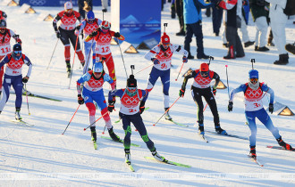 Фото: Белорусские биатлонисты заняли шестое место в смешанной эстафете на Олимпиаде